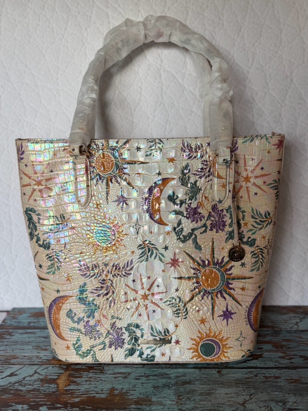 BRAHMIN EZRA VITALITY NWT MOON SUN STARS TOTE WRAPPED STRAPS NEW - Picture 13 of 15